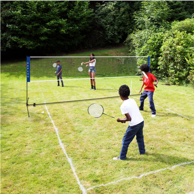 Ensemble de filet de badminton portable filet de tennis de volley-ball  pliant avec support de raquette de badminton pour cour extérieure